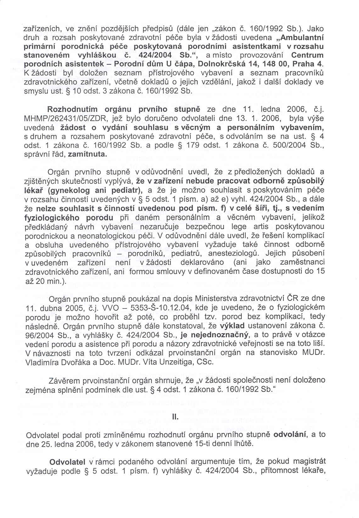 Rozhodnutí MZČR 2. strana Rozhodnutí MZČR