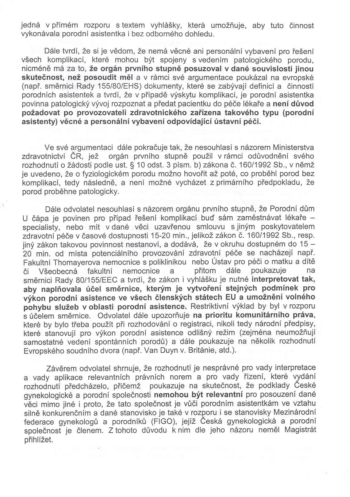 Rozhodnutí MZČR 3. strana Rozhodnutí MZČR