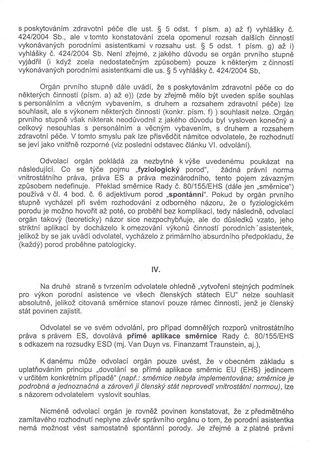 Rozhodnutí MZČR 5. strana Rozhodnutí MZČR