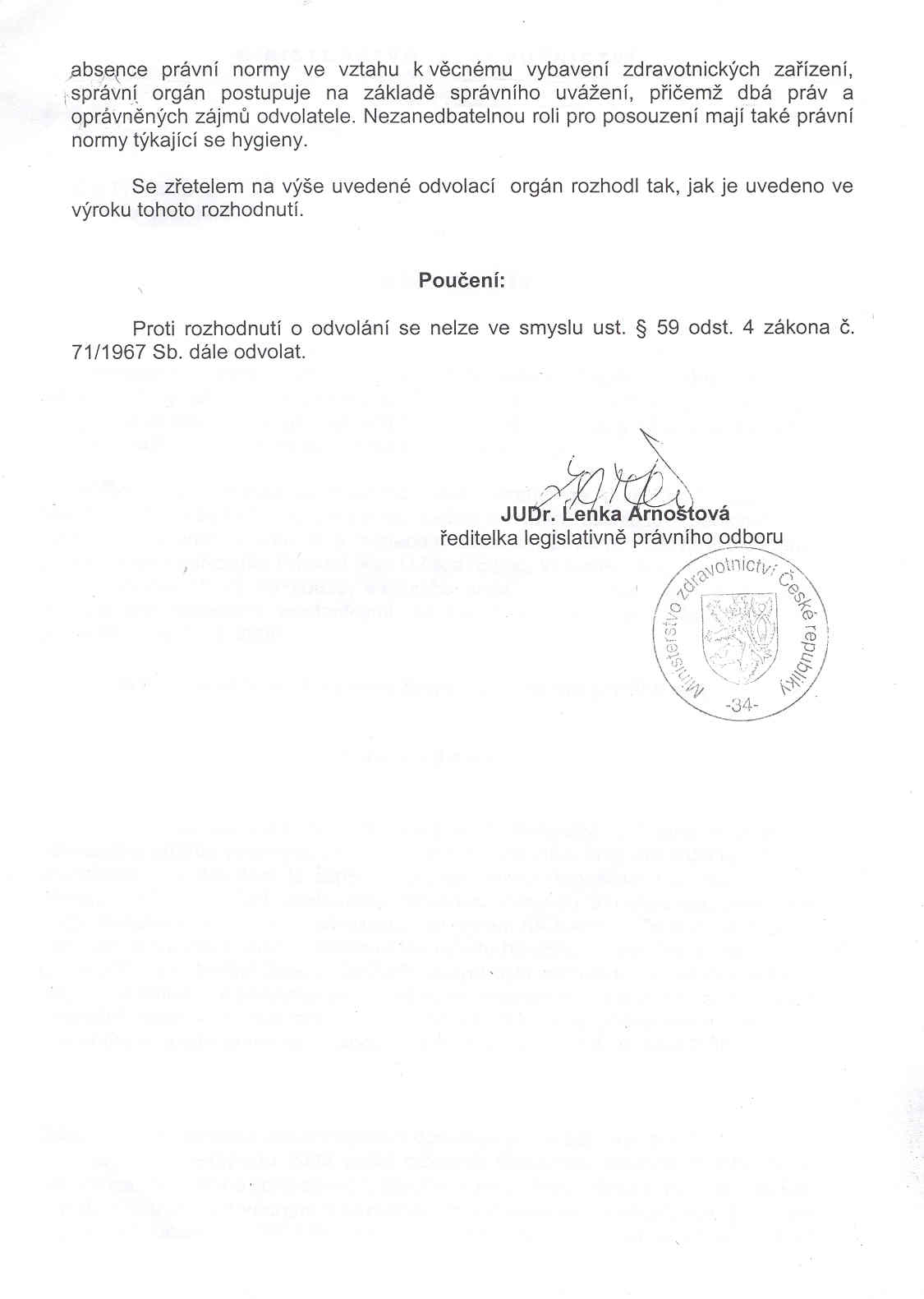 Rozhodnutí MZČR 8. strana Rozhodnutí MZČR