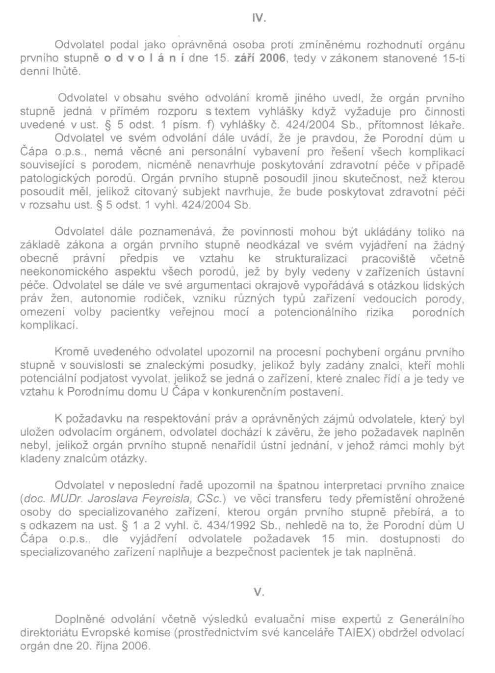 Rozhodnutí MZČR - 5. strana Rozhodnutí MZČR - 5. strana